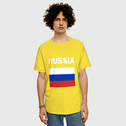 Футболка оверсайз мужская Russian Flag, цвет: желтый — фото 2