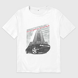 Футболка оверсайз мужская Авто у здания, цвет: белый