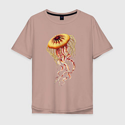 Футболка оверсайз мужская Морская медуза, цвет: пыльно-розовый