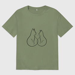 Футболка оверсайз мужская Любовь котов, цвет: авокадо