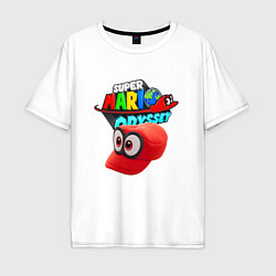 Футболка оверсайз мужская Super Mario Odyssey Nintendo Бейсболка, цвет: белый