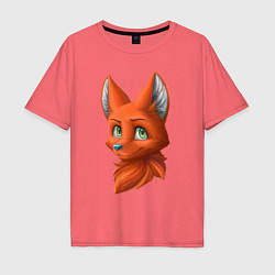 Футболка оверсайз мужская Милая лисичка Cute fox, цвет: коралловый