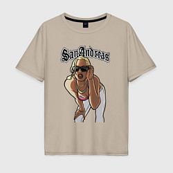 Футболка оверсайз мужская GTA San Andreas girl, цвет: миндальный