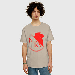 Футболка оверсайз мужская Nerv в Neon Genesis Evangelion, цвет: миндальный — фото 2