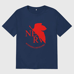 Футболка оверсайз мужская Nerv в Neon Genesis Evangelion, цвет: тёмно-синий