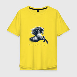 Футболка оверсайз мужская Лошадь с надписью, цвет: желтый