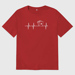 Футболка оверсайз мужская Карты биении сердца, цвет: красный