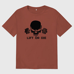 Футболка оверсайз мужская Lift or die, цвет: кирпичный