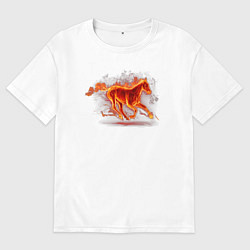 Футболка оверсайз мужская Fire horse огненная лошадь, цвет: белый