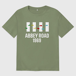 Футболка оверсайз мужская THE BEATLES ABBEY ROAD, цвет: авокадо