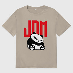 Футболка оверсайз мужская JDM Panda Japan Симпатяга, цвет: миндальный