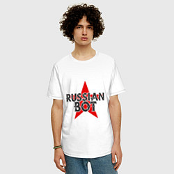 Футболка оверсайз мужская Bot - Russia, цвет: белый — фото 2