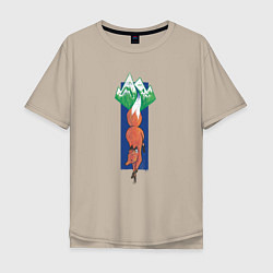 Футболка оверсайз мужская Горная лиса Mountain Fox, цвет: миндальный