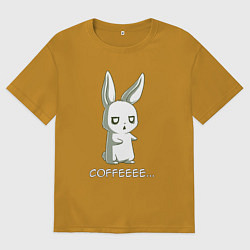 Футболка оверсайз мужская Заяц хочет кофе, цвет: горчичный