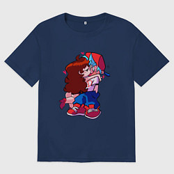 Футболка оверсайз мужская ФРАЙДЕЙ НАЙТ ФАНКИН - ПОЦЕЛУЙ, цвет: тёмно-синий