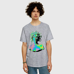 Футболка оверсайз мужская Gorgon Medusa Vaporwave Neon, цвет: меланж — фото 2