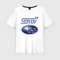 Футболка оверсайз мужская SUBARU STI FS, цвет: белый