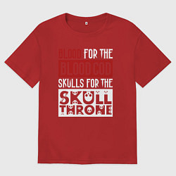 Футболка оверсайз мужская Девиз Последователей Кхорна для темного фона, цвет: красный