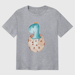 Футболка оверсайз мужская Динозаврик вылупился из яйца, цвет: меланж