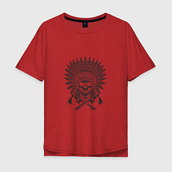 Футболка оверсайз мужская Skull Indian, цвет: красный