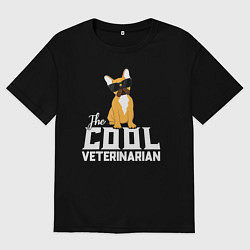 Футболка оверсайз мужская Крутой ветеринар французский бульдог, цвет: черный