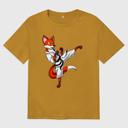 Футболка оверсайз мужская Лис боец, цвет: горчичный