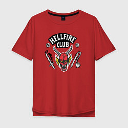 Футболка оверсайз мужская Hellfire Club Sticker Stranger Things 4, цвет: красный
