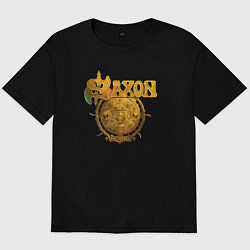 Футболка оверсайз мужская Saxon metal, цвет: черный