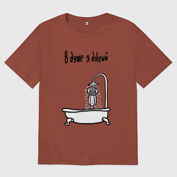 Футболка оверсайз мужская В душе я добрый, цвет: кирпичный