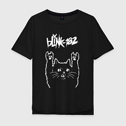 Футболка оверсайз мужская Blink 182 Рок кот, цвет: черный