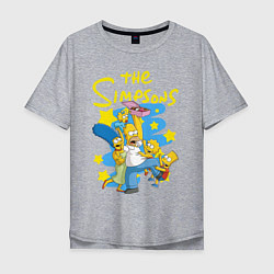 Футболка оверсайз мужская The SimpsonsСемейка Симпсонов, цвет: меланж