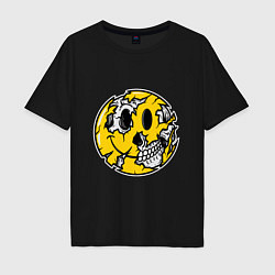 Футболка оверсайз мужская Smile Skull, цвет: черный