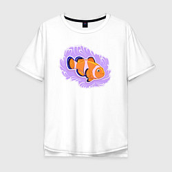 Футболка оверсайз мужская Рыбка клоун Подводный мир, цвет: белый