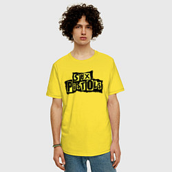 Футболка оверсайз мужская Sex Pistols лого, цвет: желтый — фото 2