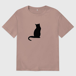 Футболка оверсайз мужская Black kitten, цвет: пыльно-розовый