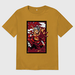 Футболка оверсайз мужская ЛУФФИ 5 ЙОНКО ONE PIECE, цвет: горчичный