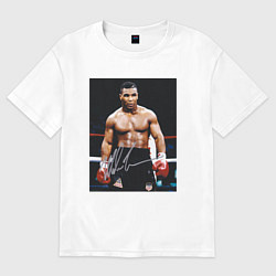 Футболка оверсайз мужская Майк Тайсон Фото с авторгафом Mike Tyson, цвет: белый
