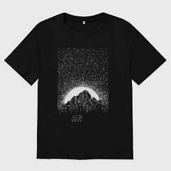 Футболка оверсайз мужская Звёздное небо и медведь, цвет: черный