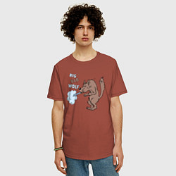 Футболка оверсайз мужская Большой злой волк из сказки Три Поросенка, цвет: кирпичный — фото 2