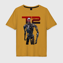 Футболка оверсайз мужская Terminator 2 - T800, цвет: горчичный