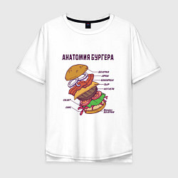 Футболка оверсайз мужская Анатомия схема Бургера Burger Scheme Anatomy, цвет: белый