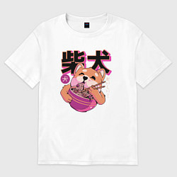 Футболка оверсайз мужская Japanese Shibu Inu, цвет: белый