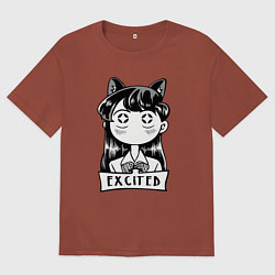 Футболка оверсайз мужская Взволнованная Коми-сан, цвет: кирпичный