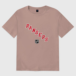 Футболка оверсайз мужская New York Rangers NHL, цвет: пыльно-розовый