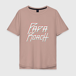 Футболка оверсайз мужская Papa roach Glitch big logo, цвет: пыльно-розовый