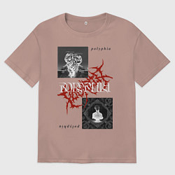 Футболка оверсайз мужская Polyphia, цвет: пыльно-розовый