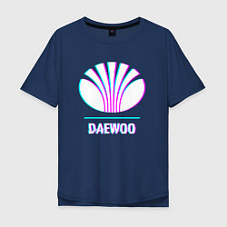 Футболка оверсайз мужская Значок Daewoo в стиле Glitch, цвет: тёмно-синий