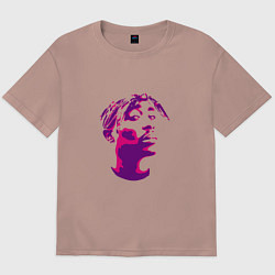 Футболка оверсайз мужская 2pac in pink, цвет: пыльно-розовый