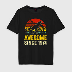 Футболка оверсайз мужская Потрясающий динозавр 1974 года, цвет: черный