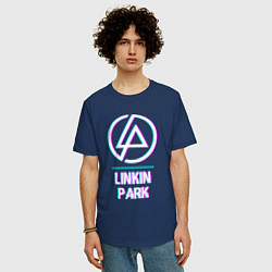 Футболка оверсайз мужская Linkin Park Glitch Rock, цвет: тёмно-синий — фото 2